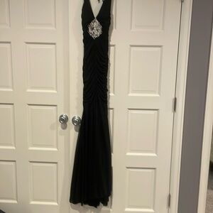 Cache Full-Length Halter Evening Dress, with beautiful rhinestone embellishment